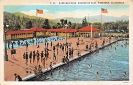 Pasadena California~Brookside Park Bathing Pools Postcard 1920s - £5.47 GBP