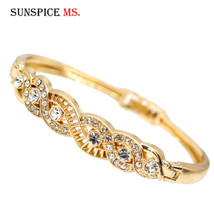 Sunspicems 18K Gold Color Arabic Cuff Bracelet For Women Algeria Morocco Bride W - $10.79