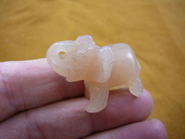 (Y-ELE-ST-578) ELEPHANT gemstone PEACH QUARTZ carving figurine TRUNK UP ... - £11.17 GBP