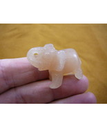 (Y-ELE-ST-578) ELEPHANT gemstone PEACH QUARTZ carving figurine TRUNK UP ... - £11.01 GBP
