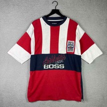 Vintage Boss Shirt Mens Size 2XL XXL Adult USA Tee 90s Striped Tee Embroidered - £24.53 GBP