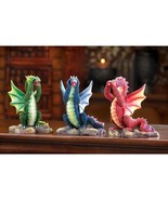 Hear-See-Speak No Evil Dragon Figurines Green Red Blue Set of Three Fantasy - $519.95 MXN