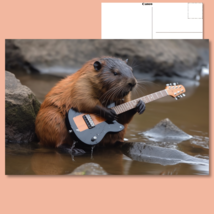  &quot;Melodic Moments: Beaver Strumming Guitar&quot; - Unique Postcard! FREE SHIP... - £4.73 GBP