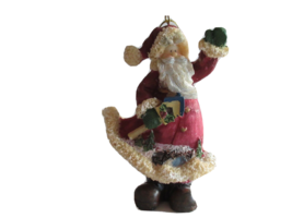 Resin Red Coat SANTA Birdhouse Christmas Ornament 3.6&quot; Waving Village - $177.29 MXN