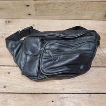 VTG Black Faux Leather Fanny Pack W Cell Phone Holder - £15.72 GBP