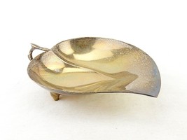 SilverPlate Dish Leaf Shaped, A1 Plate, England Vintage Sliver Plate Footed Dish - $14.65