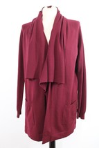 Theory L Maroon Red Abie Evian Drape Layer Front Wool Long Cardigan Sweater - $55.10