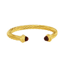 David Yurman 18k Gold Cable Classics Bracelet with Garnet  - $2,200.00
