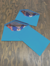 Vintage blue stationery letter envelope lot bright colors patchwork lining - $19.75