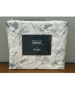 Martha Stewart Collection 400 TC Cotton Percale Green Floral Twin Sheet Set NEW - $44.54