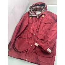Woolrich Vintage Jacket Coat Wool Lined Hooded Made In USA Red Burgundy ... - $59.37
