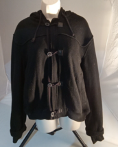 Old Navy Womens Wool Blend Coat Toggle &amp; Zip Hooded Pockets Lined. Black XL - £18.52 GBP