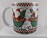 Debbie Mumm Santa&#39;s Spirit Coffee Mug Cup Sakura Oneida Santa Claus in S... - $13.85