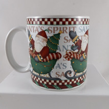 Debbie Mumm Santa&#39;s Spirit Coffee Mug Cup Sakura Oneida Santa Claus in Sleigh - £11.04 GBP