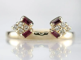 Ruby &amp; Round Cut Diamond Womens Enhancer Wrap Band Ring 14K Yellow Gold Finish - £99.64 GBP