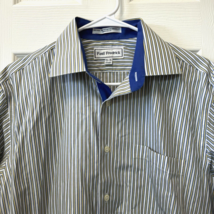 Men&#39;s Paul Frederick Long Sleeves Dress Shirt Blue Yellow Stripe Size 15... - $16.69