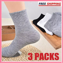 SH 3 Pairs Mens Plain Solid Cotton Sports Ankle Athletic Socks Low Cut Size 9-13 - £7.28 GBP