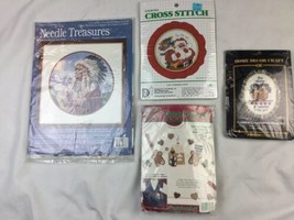 Lot Of 3 Misc Cross Stitch Kits Dimensions Paragon Xmas Treasures & Appliques - $14.83