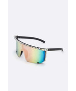 Rhinestone Shield Inspired Statement Sunglasses - $38.25