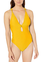 Bar III Like It Or Knot Ribbed One-Piece Swimsuit, Size L, MSRP $88 - £21.01 GBP