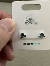 Disney Parks Mickey Mouse Faux Zircon December Birthstone Earrings Silver  Color