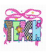 Teach PNG, Checkered Coquette Bow PNG, Leopard Y2K Shirt PNG, Teacher Li... - $45.66 MXN