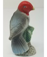 Figurine Finch Gray Red Head Small Japanese Ceramic Vintage  - £10.96 GBP