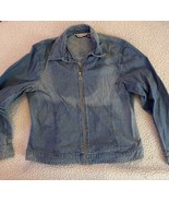 Cathy Daniels Womens Blue Denim Jacket Bling Crystal Accent Stretch Size M - $21.05 CAD