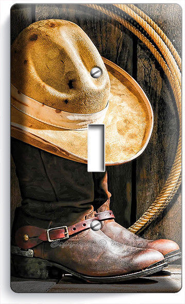 COWBOY BOOTS HAT LASSO RUSTIC COUNTRY 1 GANG LIGHT SWITCH WALL PLATES ROOM DECOR