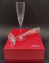 Vtg Set 2 Baccarat France Crystal Dom Perignon Champagne Flute Glasses 9 1/4&quot; - £147.04 GBP