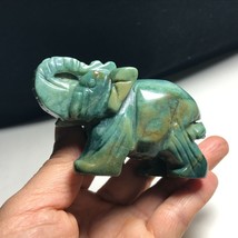 Natural Hand carved Moss Agate Elephant Reiki Healing Crystal L112928 - £44.75 GBP