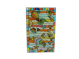 Vintage Nautical Multicolor Seashell Ocean Scene Acrylic Suncatcher Past... - £15.36 GBP
