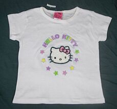 HELLO KITTY SANRIO CHILD SIZE SMALL WHITE T-SHIRT TOP SHIMMERY NEW  - $9.89
