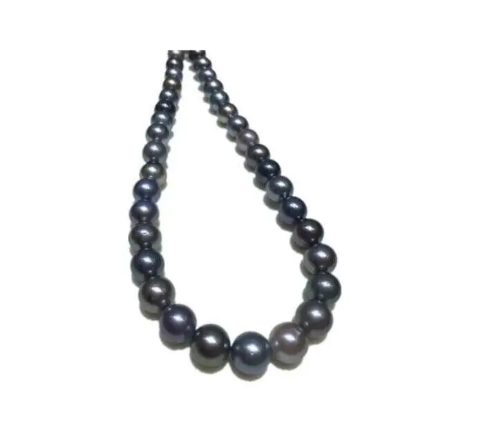 HUGE18” Aaaa++ 10-11mm Natural Real South Sea Black Round Pearl Necklace 925s - £153.50 GBP