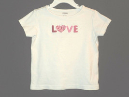 Gymboree Girls Size 4 Shirt White With "LOVE" Applique Rhinestones Short Sleeves - $8.20