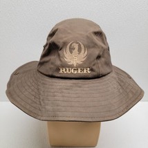 Vintage Brown Canvas Ruger Bucket Hat With Side Snaps Size XL - £52.09 GBP