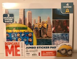 Despicable Me Minion Made Jumbo Sticker Pad - 3 Reusable Sticker Sheets- New - £3.78 GBP