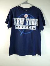 MLB New York Yankees T Shirt Mens Medium Blue 100% Cotton - £12.42 GBP