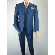 Mens Vitali Three Piece Suit Vested Sharkskin Sheen M3090 Royal blue Regular fit image 3