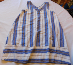 Loft Women&#39;s Ladies Sleeveless Dress Size S small White Blue Stripes GUC - £16.19 GBP