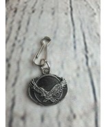 Silver Tone Dangle Charm Bracelet / Zipper Pull Eagle w/ Spread Wings 1&quot; - £5.19 GBP