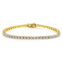 Elegant 14k Yellow Gold Diamond Classic Tennis Bracelet for Timeless Style - £1,038.69 GBP