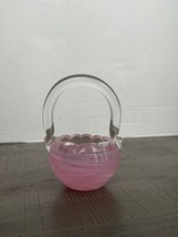 Vintage Prestige Art Glass Pink Ruffled 6” Basket Paperweight 2001 - $278.66 MXN