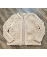 Vintage Cardigan 50s MCM Sidney Gould Clasp Sweater Ivory Cream Lined READ - £20.96 GBP