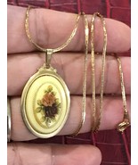 Vintage Roses Resin Gold Tone Necklace 24” Long - £22.54 GBP