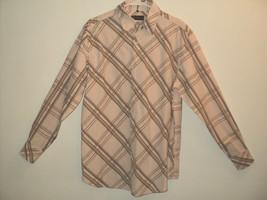 Ben Sherman Men&#39;s Shirt Size 4 (LARGE)  Long Sleeves Plaid Tan 100% Cotton - £15.90 GBP
