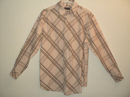 Ben Sherman Men&#39;s Shirt Size 4 (LARGE)  Long Sleeves Plaid Tan 100% Cotton - £15.09 GBP