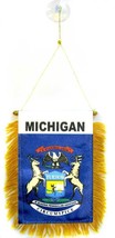 Wholesale lot 3 State of Michigan Mini Flag 4&quot;x6&quot; Window Banner w/ suction cup - £4.69 GBP