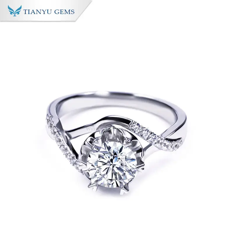 Round Cut Moissanite Diamond S925 Silver Rings 0.5CT 1CT Engagement Wedding Woma - £56.11 GBP