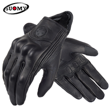 Vintage Goatskin Motorcycle Gloves Premium Brown Retro Leather Gloves for Men an - £20.24 GBP